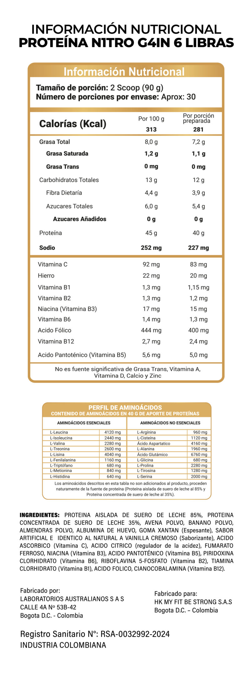 Proteína NitroGain 6 lbs vainilla - Image 2