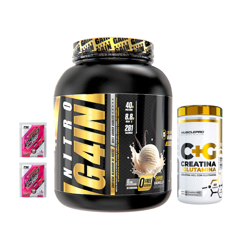 Combo Proteina NitroGain de 6lbs + Creatina capsulas