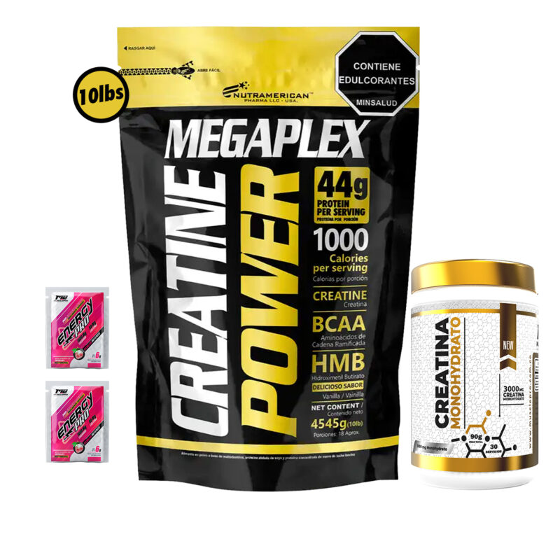 Proteina Megaplex de 10 lbs + Creatina en polvo 90grs