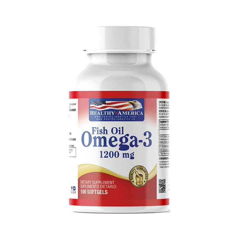 Omega 3 Fish Oil 1200 mg, con 100 cápsulas blandas de healthy america